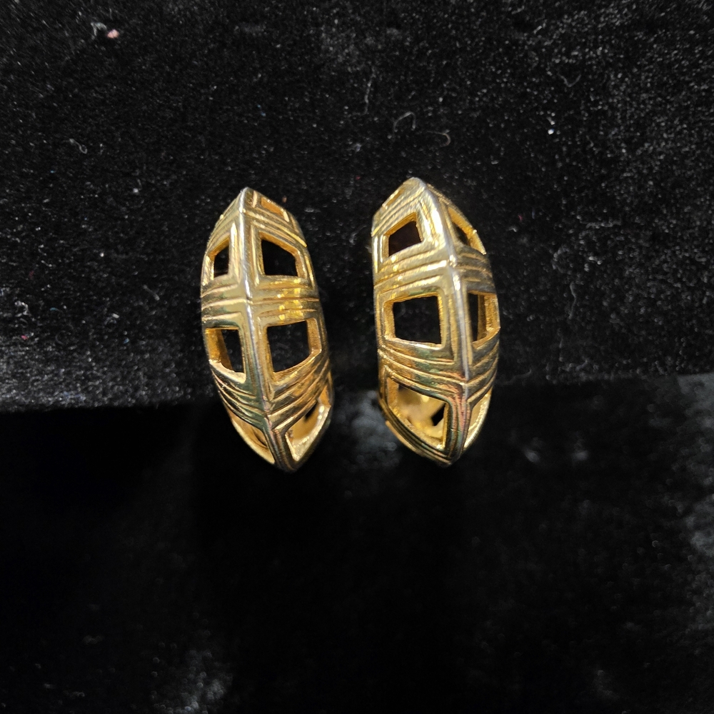Gold-Tone Clip-on Geometric Earrings